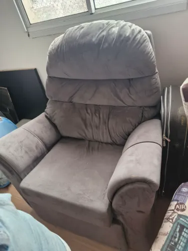 Poltrona do Papai Reclinável Cinza em Suede
