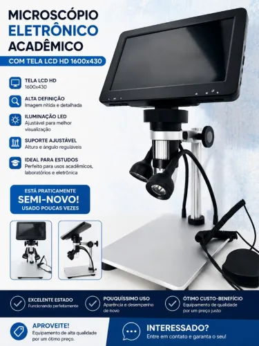Microscópio Eletrônico Acadêmico Com Tela Lcd Hd 1600x