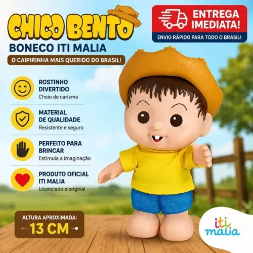 Boneco Chico Bento Iti Malia Original Infantil Turma Da Mônica