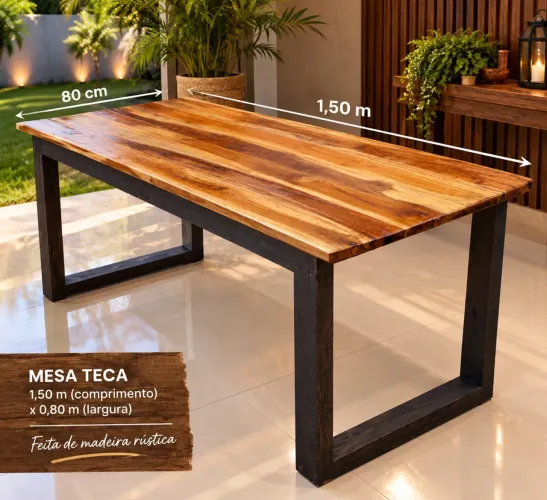Mesa de teca a pronto entrega 1.50mx80cm pés de madeira não é ferro