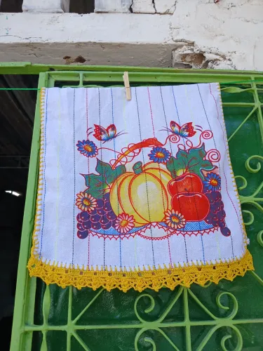 Pano de prato com croche