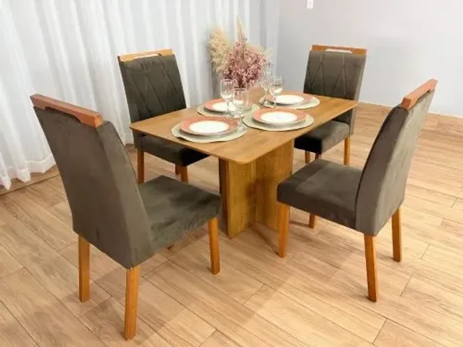 Mesa de Jantar c/4 Cadeiras Isa Salinas 1.20×0.80 s/Vidro - Receba Hoje