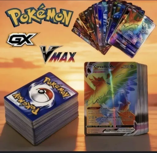 kit com 50 cartinhas pokemons gx e vmax raras 