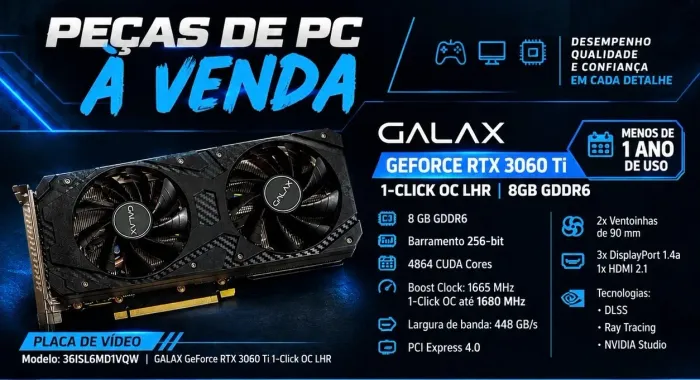 Placa de vídeo Galax Geforce RTX 3060 8GB