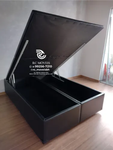 Cama Box Baú Casal 1.38x1.88 Bipartido Blindado com Pistão a Gás Promoção