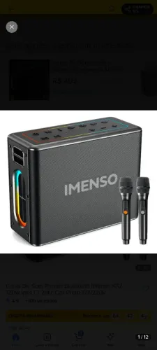 Caixa de som imenso x32 120w com 2 microfones sem fio