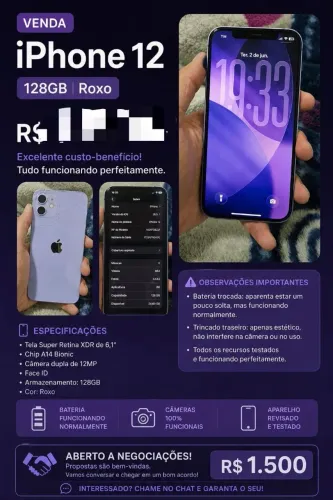 iPhone 12 roxo