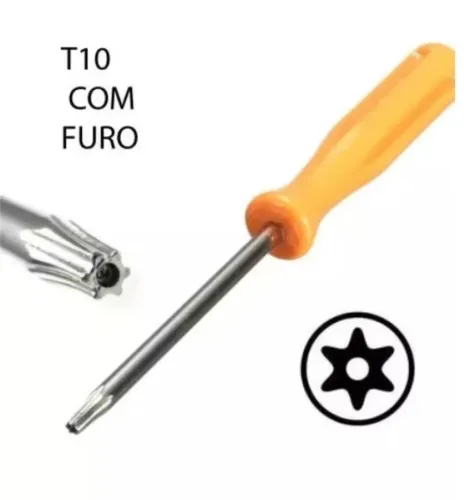 Chave Torx tork T10 Com Furo Para Abrir Xbox 360 E Xbox One