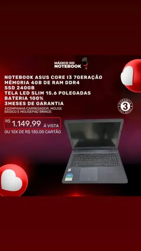 NOTEBOOK ASUS CORE I3 7GERAÇÃO