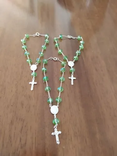 3 Pulseiras terço em Banho de Prata 925
