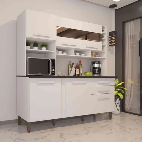Cozinha Alexia c Espelho Branco Neve Até 12x - Frete Grátis