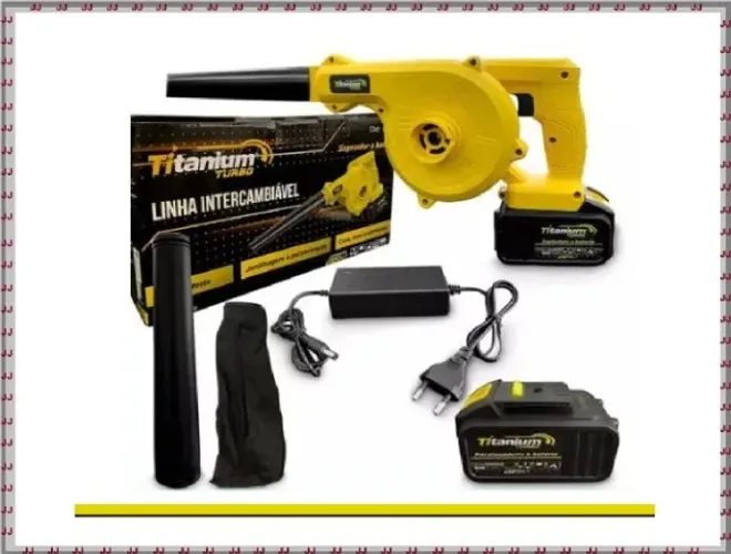 Soprador E Aspirador Pó Folhas Portátil Bateria 21v Titanium