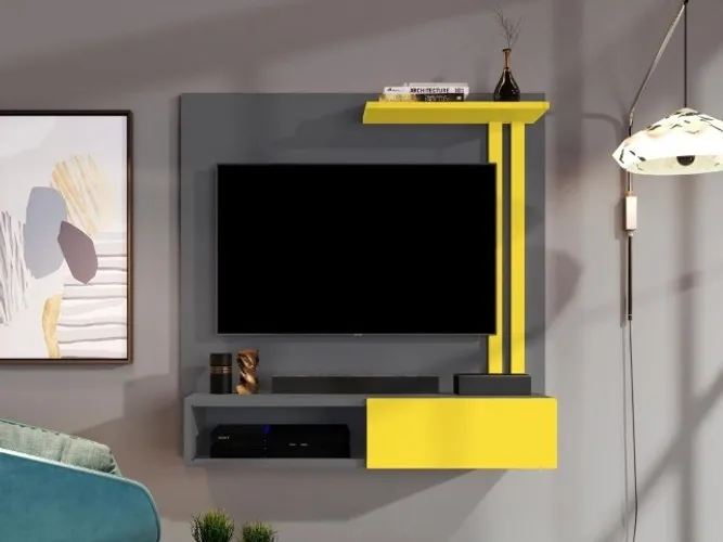 Painel Sun Flow 32" Cimento/Amarelo Até 12x - Frete Grátis
