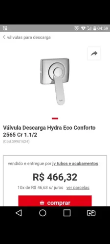 Válvula descarga Hydra Eco Conforto 