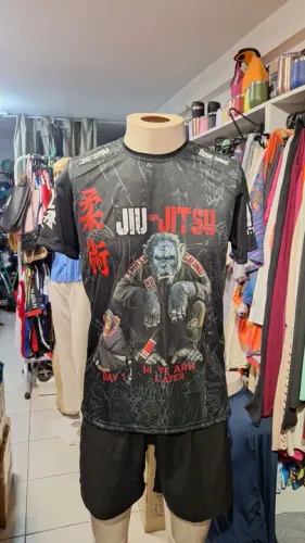 Camiseta masculina Jiu-Jitsu com estampa de gorila