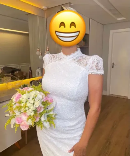 Vestido Mídi Branco em renda