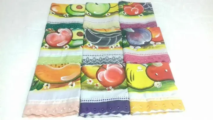 20 panos de prato artesanal pintados a mão com bordados e bico