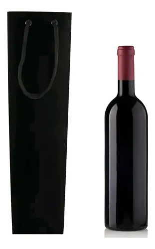 Sacola Embalgem De Vinho Preta 40x13x8 Kraft 20 Unidades Cor Preto