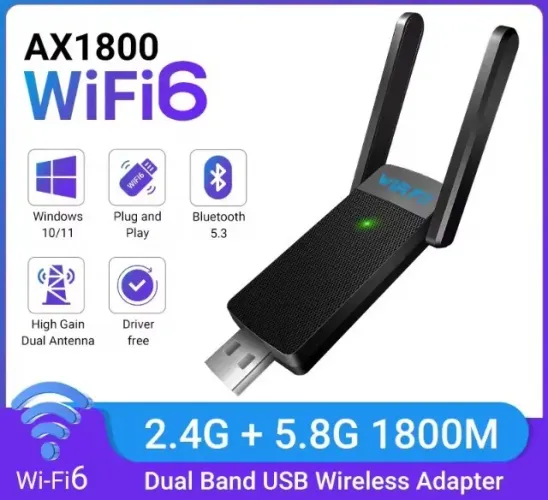 Adaptador USB WiFi 2.4/5 GHz + Bluetooth