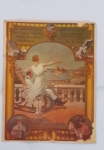 Cartaz antigo de Fábrica de Meias na Lapa Sp