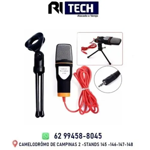 Microfone Condensador com Fio e Suporte Videos Podcast
