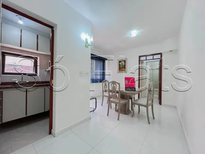 Usa Moema, flat disponível para locação contendo 50m², 01 dormitório e 01 vaga.