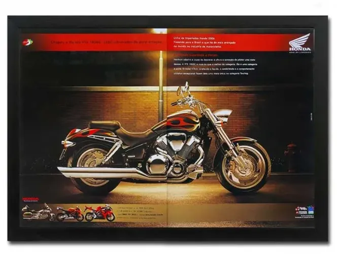 Honda VTX 1800 - Quadro / pôster decorativo com propaganda original de revista