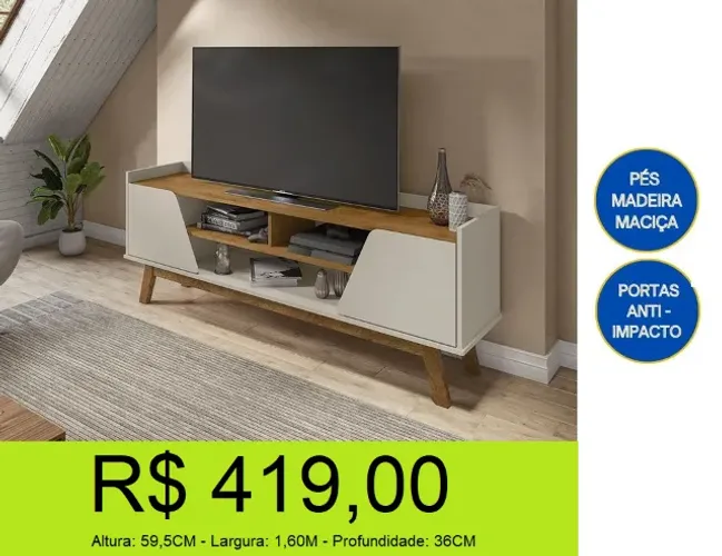 Rack com nichos expostos 2 portas super moderno