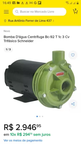 Bomba 3cv trifásico 