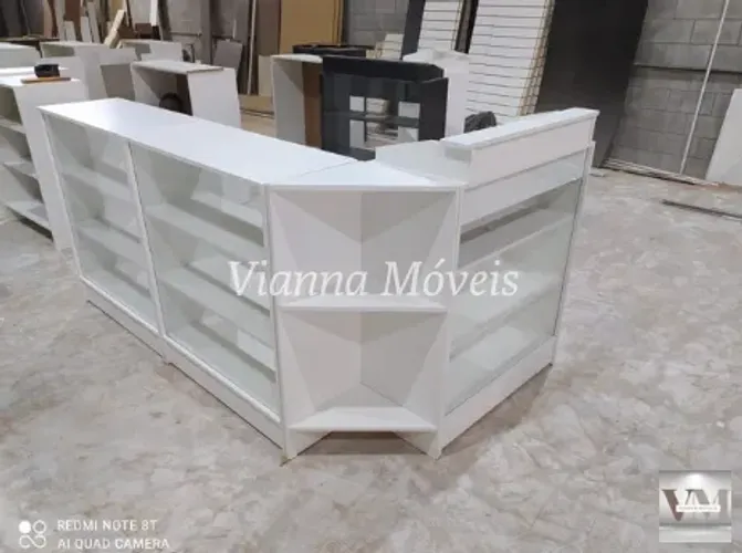 Balcão Caixa Vitrine em L + 2 Balcões Vitrine