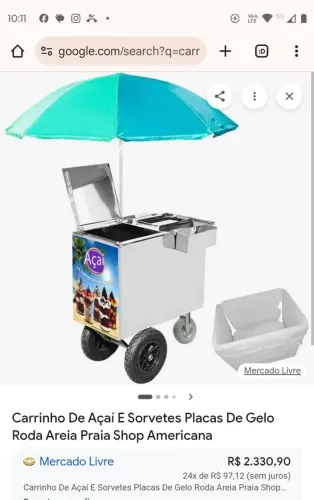 Vende-se carrinho de açaí com placas de gelo . $2600 por $1599 Somente a vista