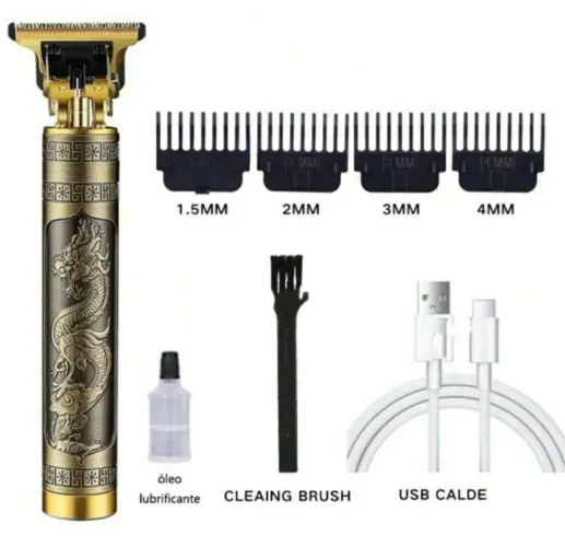 Máquina de cortar cabelo profissional com 4 pentes