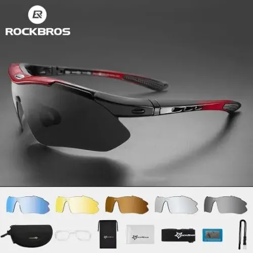 Kit Óculos de Sol mais Case mais cinco Lentes diversas Esportivo Original Rockbros
