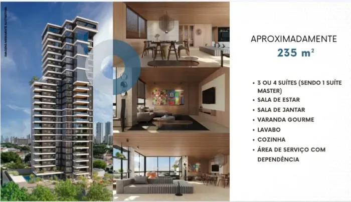 Edifício One Petrópolis Residence - Apto 4/4 com 4 suítes de 235 m², 4 vagas por 2.699.999