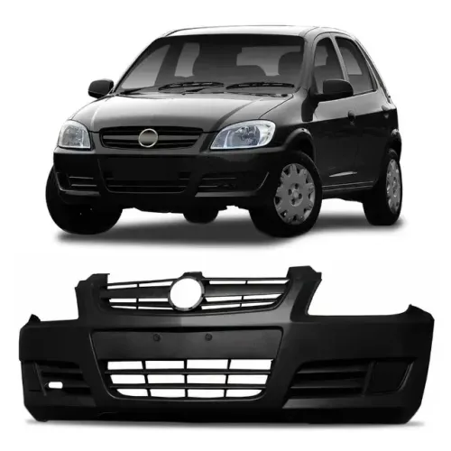 Parachoque Dianteiro Chevrolet Celta 2007 à 2011 - Preto Liso - Lumax