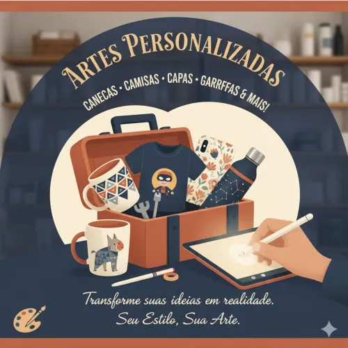 Faço artes personalizadas de canecas, logo, camisas, etc 