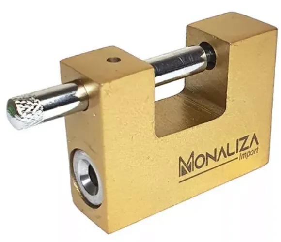 Cadeado Grande de 70mm com 4 chaves Barra Tranversal Mais Segurança Dourado - z929