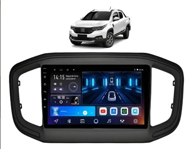 Central Multimídia Octacore 9 Pol. 4Gb/64Gb 4G Carplay/A. Auto s/ fio Strada 2020 a 2025