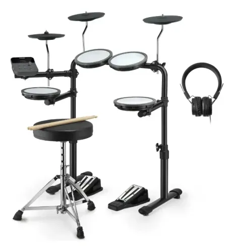 Bateria Eletronica Ded70 Mesh Completa C Banco Fone Donner Preto