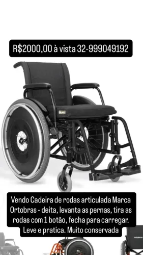 Cadeira de rodas Ortobras adv reclinável e regulável