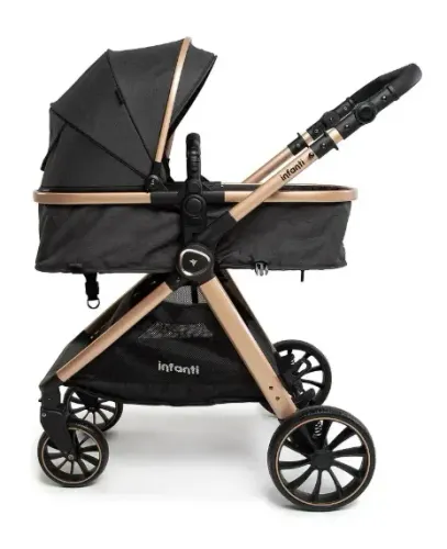 Carrinho De Bebê Romanzo Infanti Cor Preto/bronze Estrutura Bronze (usado)