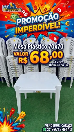 Mesa Plástico 70x70