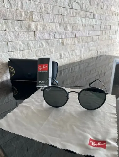 óculos de sol ray-ban round double bridge