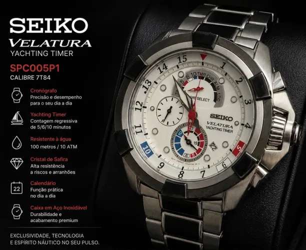 Relógio Seiko Velatura SPC005P1, calibre 7T84
