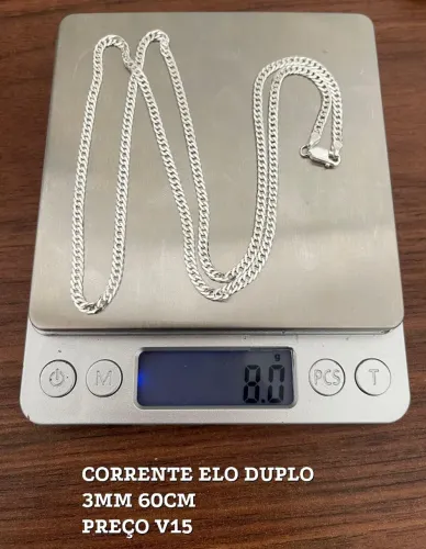 Corrente Elo Duplo 3mm ( Prata 925)