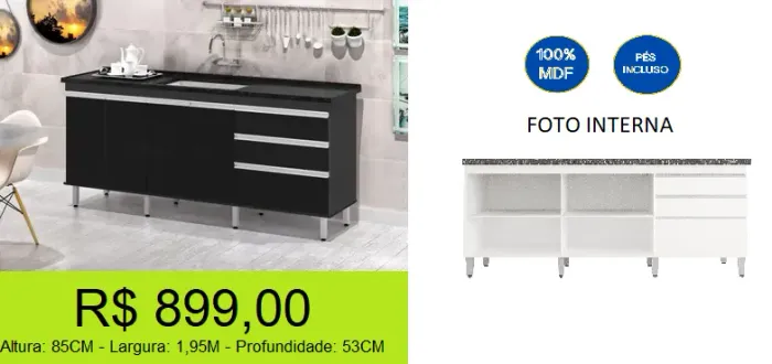 Gabinete para pias de 2,00M - Parcelamos sem juros!!