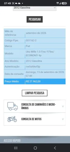 Fiat Uno Mille 1.0 Fire/ F.flex/ Economy 4P 2012