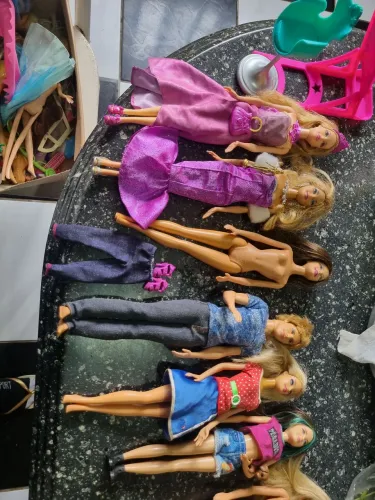 Lote de Barbie, objetos e acessórios