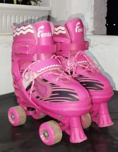 Patins quad Fênix rosa - Tamanho ajustável do 38 ao 41
