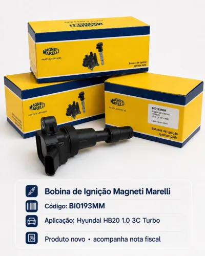 Kit 3 Bobinas de Ignição Magneti Marelli HB20 1.0 Turbo - Novas
